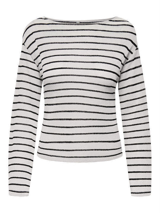 Women's Long Sleeve Striped White Blouse