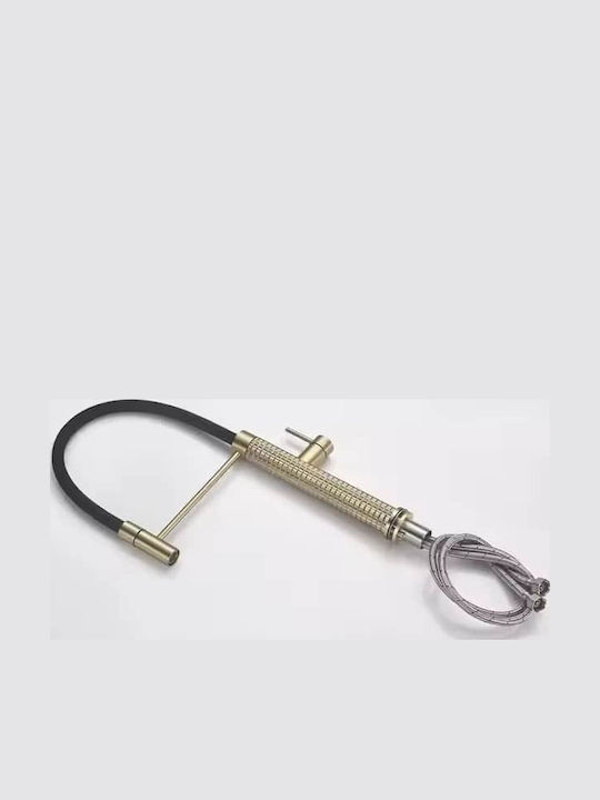 Kitchen Faucet Counter with Detachable Shower Gold