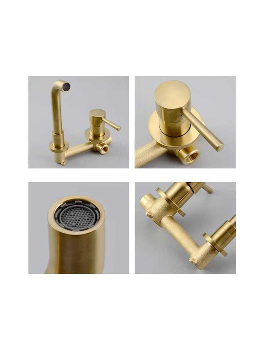 Set De Mixere Și Guriță Încorporate Pentru Lavabo Auriu