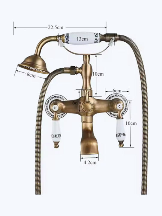 Retro Mixing Bathtub Faucet Complete Set Bronze