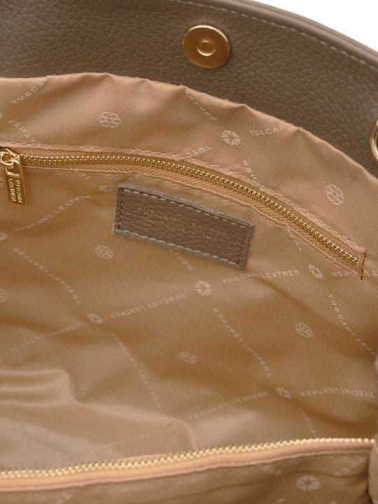Leather Women's Shoulder Shopper Bag Gray