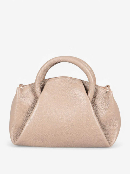 Genuine Leather Damen Schultertasche Beiges