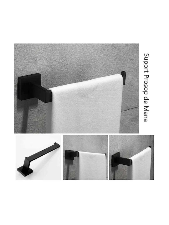 Wall-Mounted Бански Комплект Аксесоари Inox Черен 4 Бройки