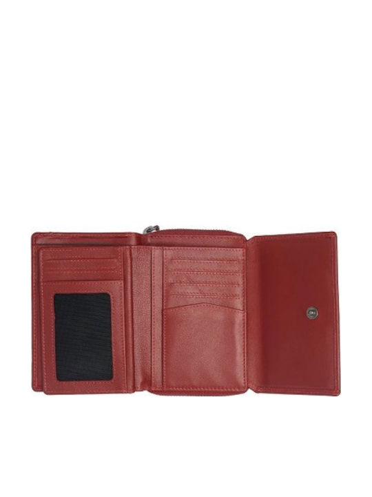 Малък Дамски Кожен Портфейл с RFID Червен
