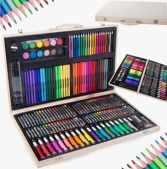 Oxford Home Colouring Set in Wooden Case 46x30.9cm 180 Pieces