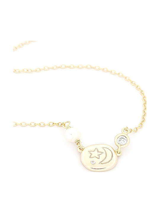 Silver Union Halskette Mit Stern-Design Aus Vergoldetem Silber Mit Perlen Und Zirkon