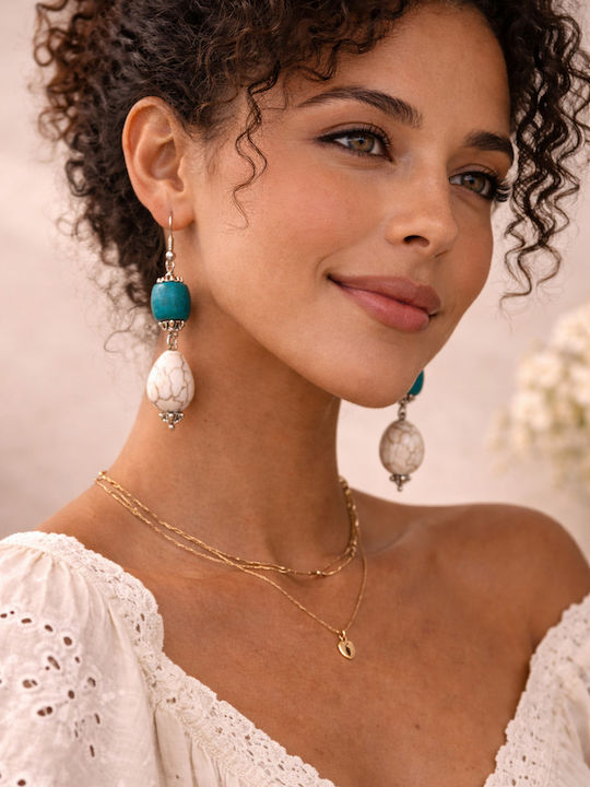 Elle Ohrringe Set aus Stahl mit Türkis Steinen