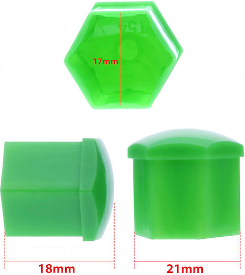 17 Mm Green Screw Caps 20 Pcs Set Installation Protective Wheels