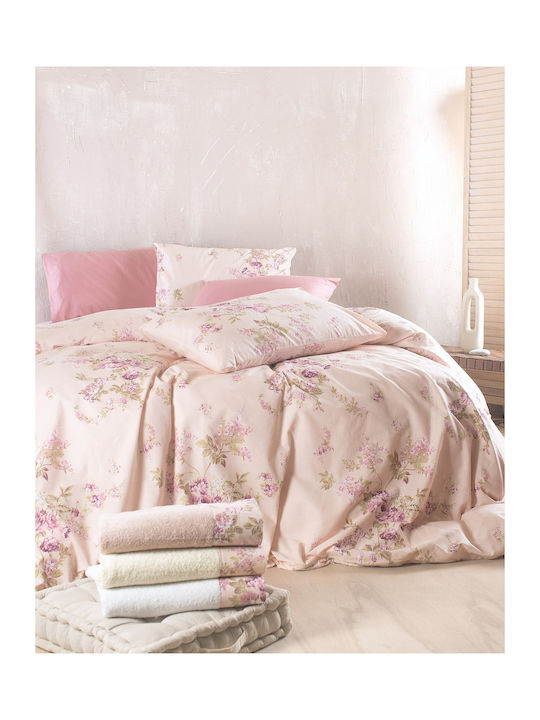Rythmos Rythmos Baumwoll Bettbezug Set 160x250cm Einzel mit Kissenbezug Springtime Rosa
