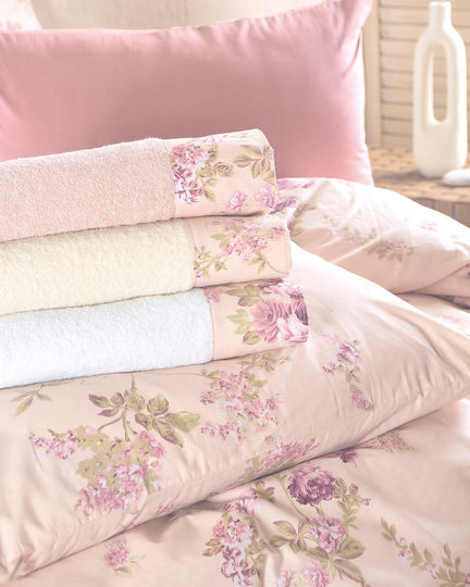 Rythmos Springtime Cotton Duvet Cover Set 160x250cm Single with Pillowcase Pink