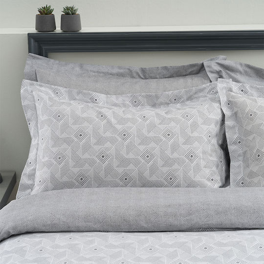 Vesta Home Σετ Παπλωματοθήκη King Size με 2 Μαξιλαροθήκες 260x240cm Geneva Γκρι