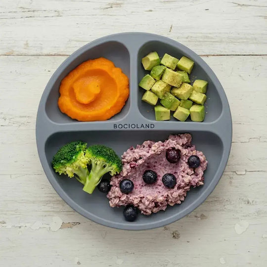 Bocioland Children's Food Plate Made of Gray Silicone