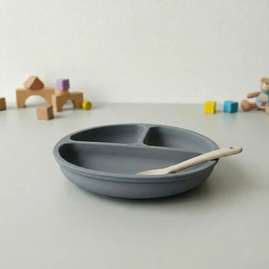Bocioland Children's Food Plate Made of Gray Silicone