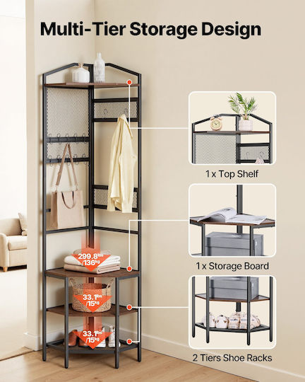Mobilier Hol Cu Suport Pentru Haine Și Suport Pentru Pantofi 43x43x180cm