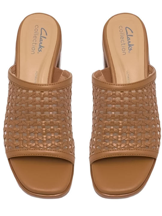 Tan Mules with Heel in Brown Colour