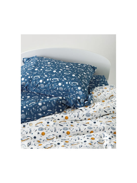 Kentia Kinderbettlaken Set Weiß-Blau 165x245cm Kentia Kinderbettlaken Set Weiß-Blau 165x245cm