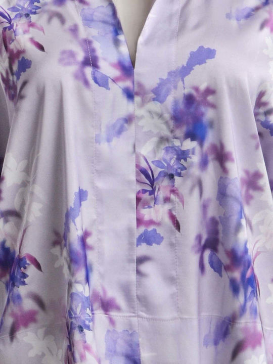Women's Satin Floral Lilac Blouse