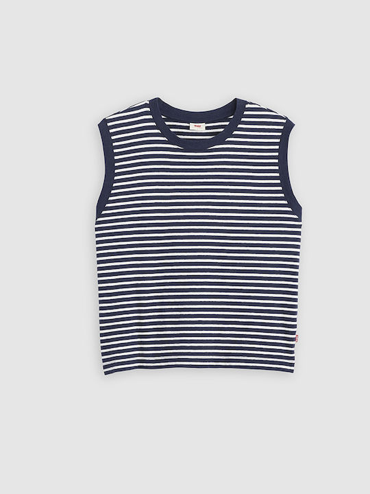 Boxy Γυναικεία Μπλούζα Αμάνικη Ριγέ Peacoat Egret Navy Blue