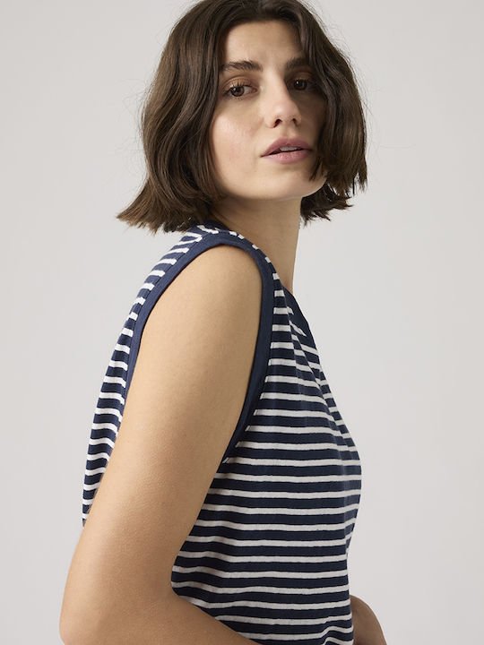 Boxy Γυναικεία Μπλούζα Αμάνικη Ριγέ Peacoat Egret Navy Blue