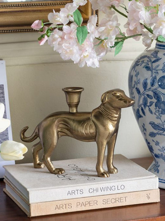 Artekko Metal Candle Holder in Gold Color 24x16.5x5cm