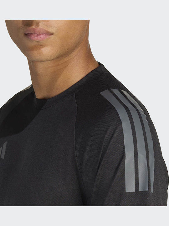 3-stripes Αθλητική Μπλούζα Κοντομάνικη Μαυρο