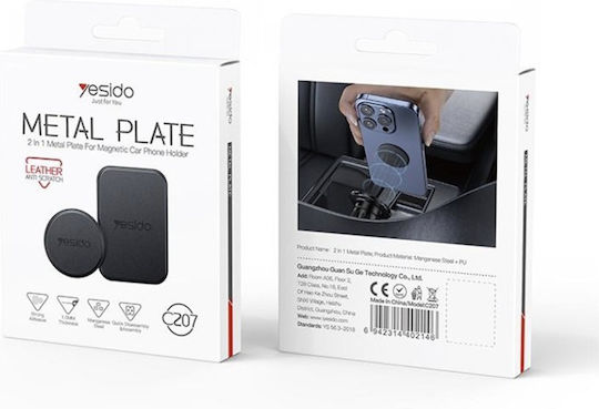 Plăci Metalice Autoadezive Model Universal Piele 2 Bucăți Yesido Negru
