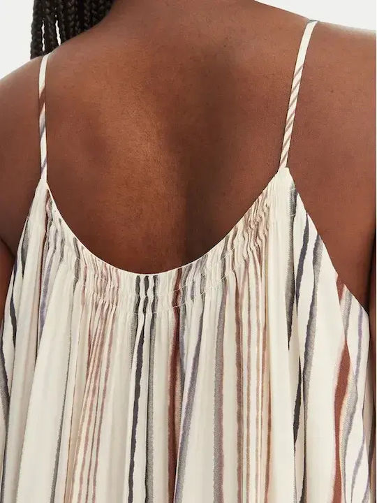 Sommer Maxi Kleid Ecru/Mehrfarbig