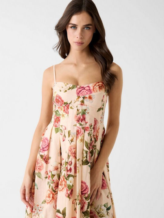 Summer Midi Dress for Wedding Christening Open Back Floral