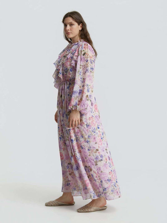Rochie Maxi Pentru Nuntă / Botez Floral 8501.7221-lila