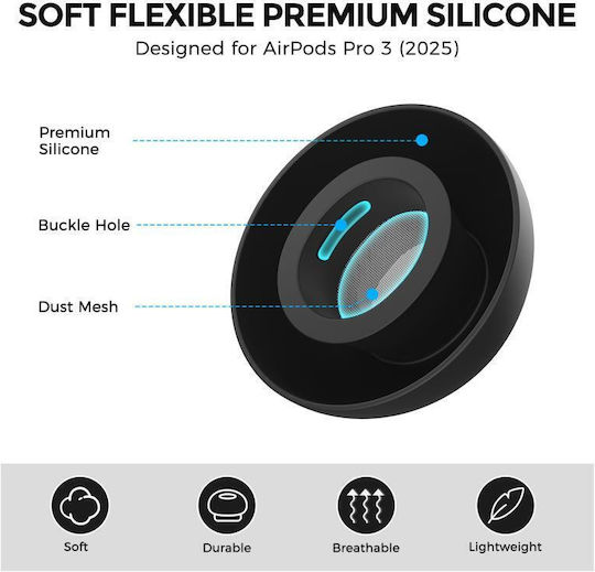Silicone Eartips Ahastyle Wg187 Apple AirPods Pro 3 S M L Black 3 Pairs
