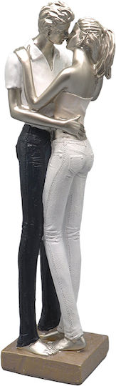 Karvounis Decorative Statuette Polyresin Couple in Ecru/Silver 10x8.5x33.5cm 1pcs