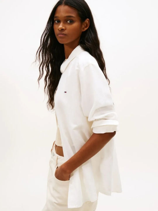 Long Sleeve Women's Linen Shirt Ecru