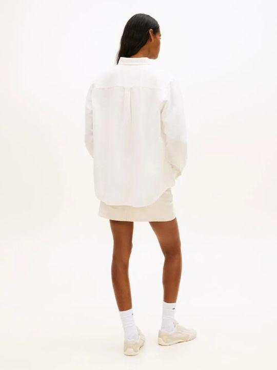 Long Sleeve Women's Linen Shirt Ecru