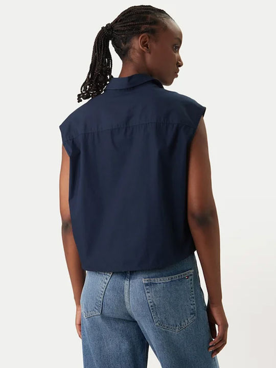 Tommy Hilfiger Sleeveless Women's Denim Shirt Dark Blue