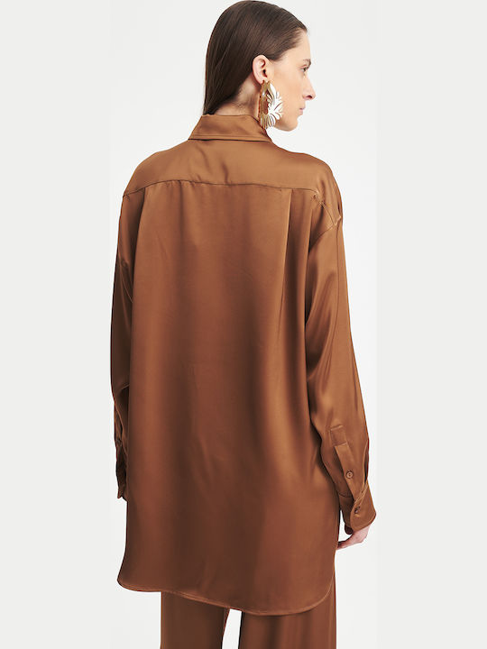 Μακρυμάνικο Γυναικείο Πουκάμισο Brown