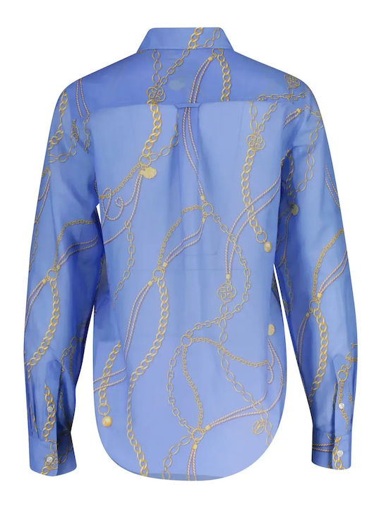 Long Sleeve Women's Silky Shirt Light Blue
