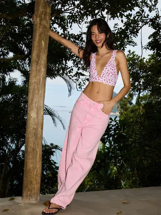 Women's Fabric Trousers in Loose Fit Cameo Pink