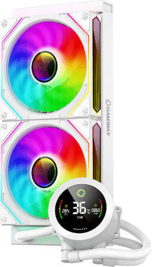 GameMax IceBurg 240 Digital Water Cooling AIO CPU With 2 Fans 120mm And ARGB Lighting White