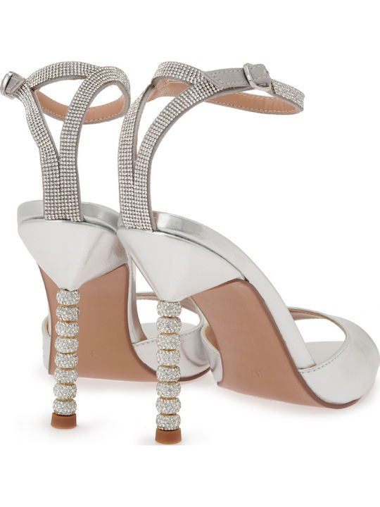 Sandals with Strass Silver W47009796E94-SILVER 652-19+ CJ038-09 with Clear Strass
