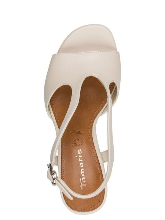 Damen Sandalen Aus Leder Beige