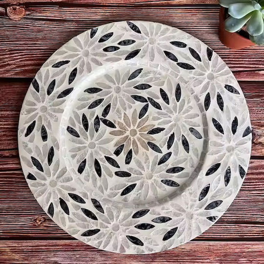 Polihome Wooden Shallow Serving Plate with 35cm Diameter