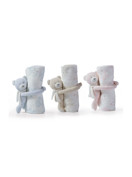 Nef-Nef Homeware Κουβέρτα Αγκαλιάς & Λίκνου Teddy Πικέ Ροζ με Ζωάκι 75x100εκ.