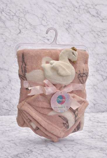 Dreams by Joyce Blanket Nursery Swaddling Blankets Velvet Pink with Animal 75x100cm