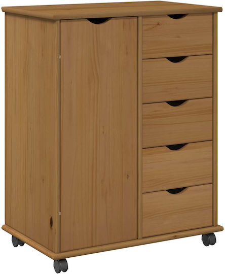 Bedroom Chest of Drawers Made of Solid Wood with 5 Drawers 63.5x39x79cm