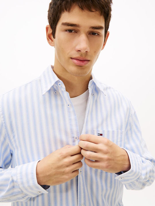 Long Sleeve Striped Shirt Light Blue