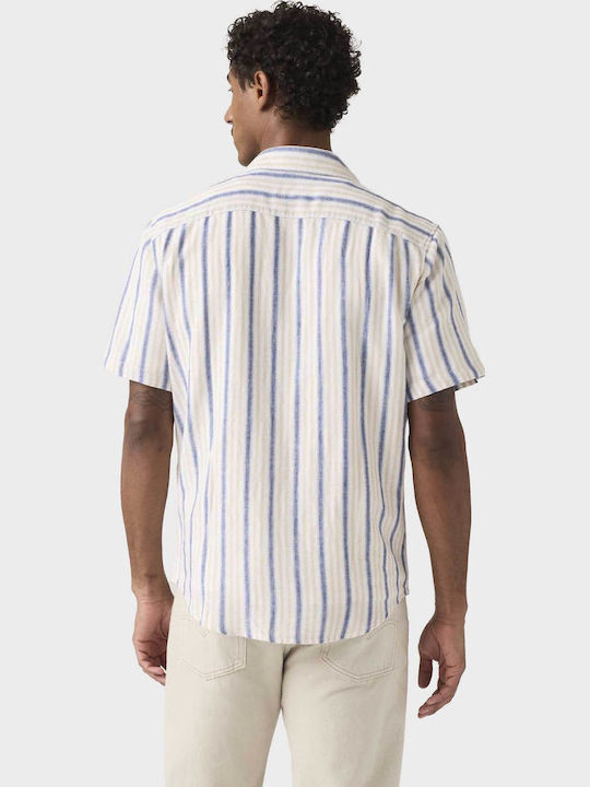 Sunset Sunset Short Sleeve Linen Striped White Shirt