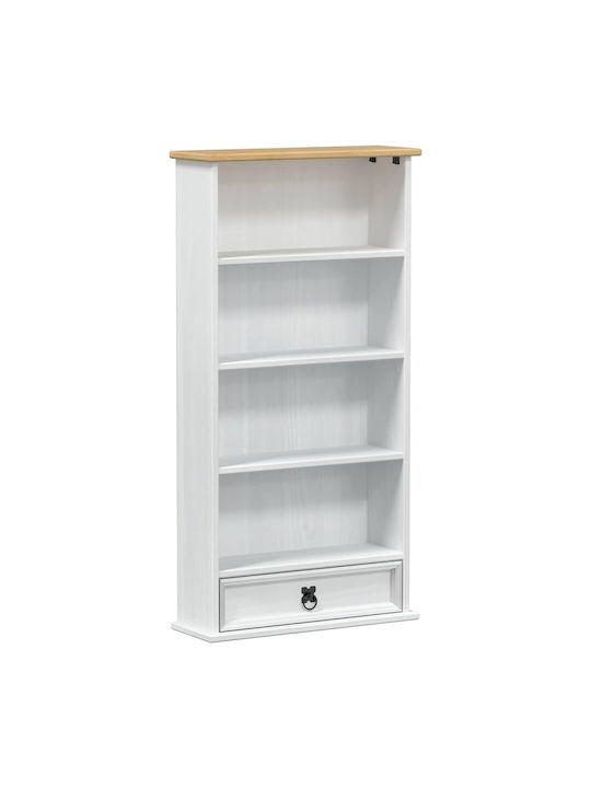 Floor Living Room Display Cabinet Made of Solid Wood with Windowed White 52x17.5x103cm