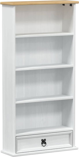 Living Room Display Cabinet Made of Solid Wood with Windowed White 52x17.5x103cm