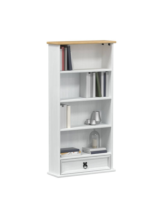 Floor Living Room Display Cabinet Made of Solid Wood with Windowed White 52x17.5x103cm