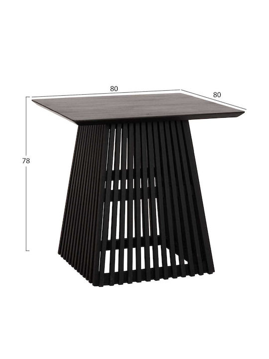 Masă Pătrată de Dining din Lemn Neagră 80x80x78cm